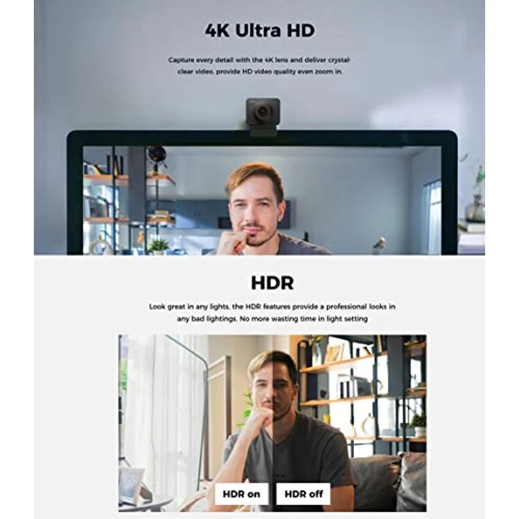 OBSBOT Meet 4K 1080P Full-HD Kamera Videokonferenz Kamera 60fps HDR AI-Powered PTZ Webcam, Autofokus, Belichtungskorrektur für Konferenzen, Aufnahmen und Live-Streaming – Bild 3