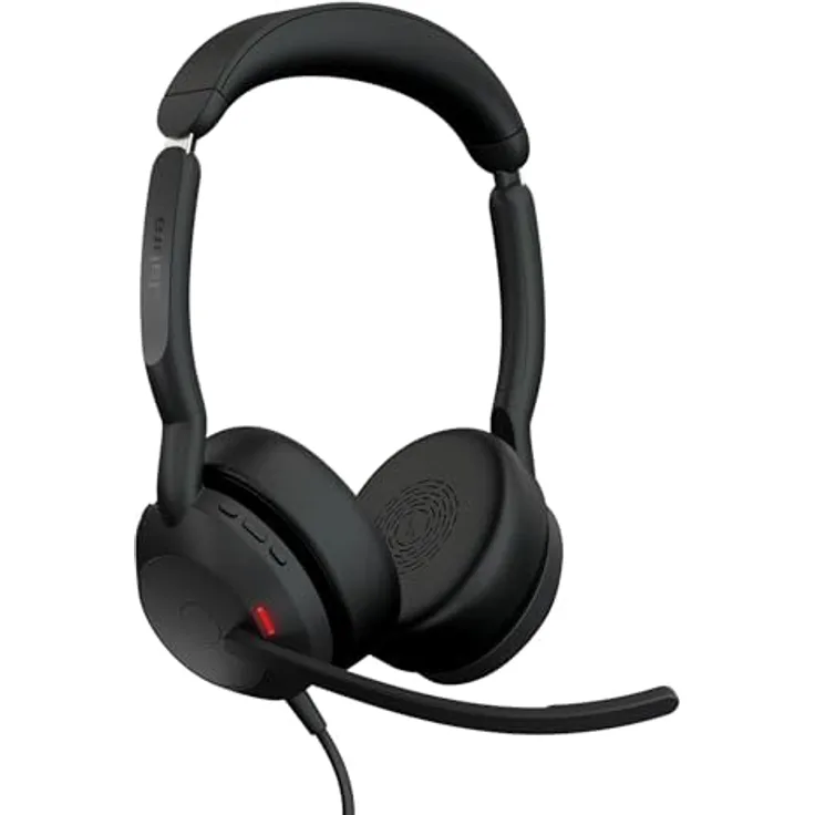 Jabra Evolve2 50 MS Stereo, Professionelles Headset mit USB-A und USB-C, Aktive Geräuschunterdrückung, 28 mm Lautsprecher, Gut sichtbares Busylight