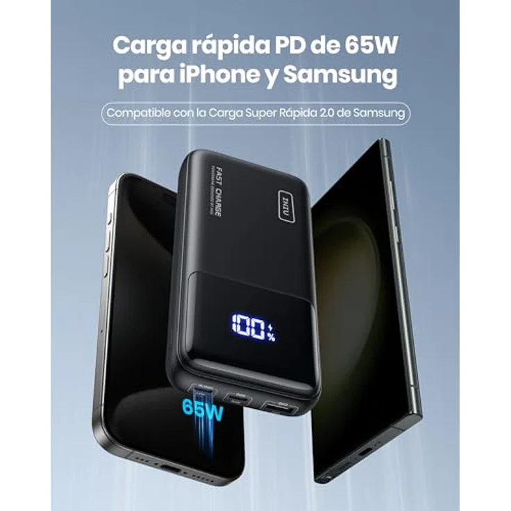 INIU Power Bank, 65W 20000mAh Powerbank Klein Aber Stark Phone & Laptop, Externe Handyakkus USB C Input & Output Kompatibel mit MacBook Pro Steam Deck iPad iPhone 15 14 Pro Max Mini Samsung S23 etc – Bild 3