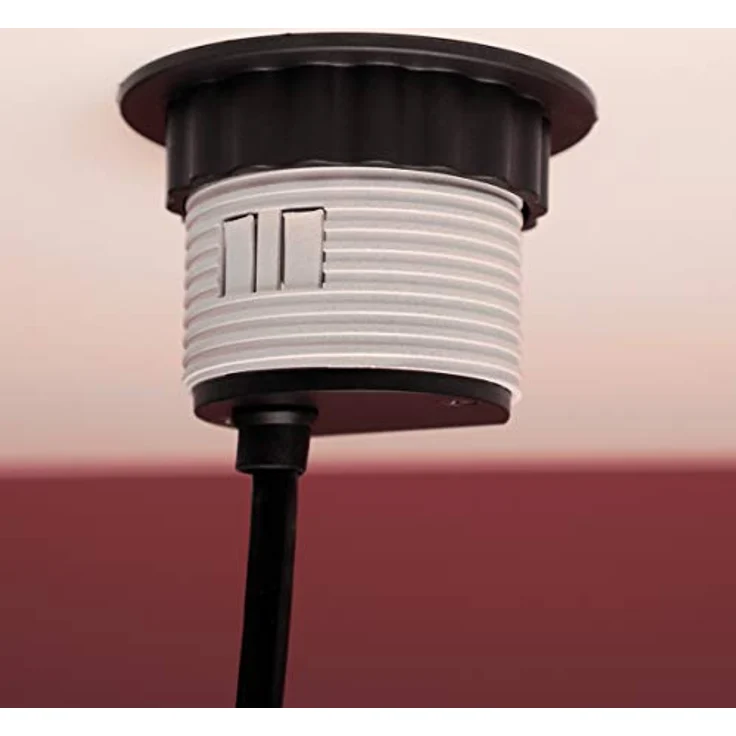 Unitec 30885 Versenkbare Steckdosenleiste vertikal | 2 USB Ladebuchsen | 3 Steckdosen | Befestigungsring | Anschlussleitung und Netzstecker – Bild 5