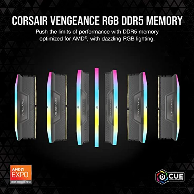 CORSAIR Vengeance RGB DDR5 RAM 32GB (2x16GB) 6000MHz CL36 AMD Expo iCUE-Kompatibler Computerspeicher - Grau (CMH32GX5M2E6000Z36) – Bild 2