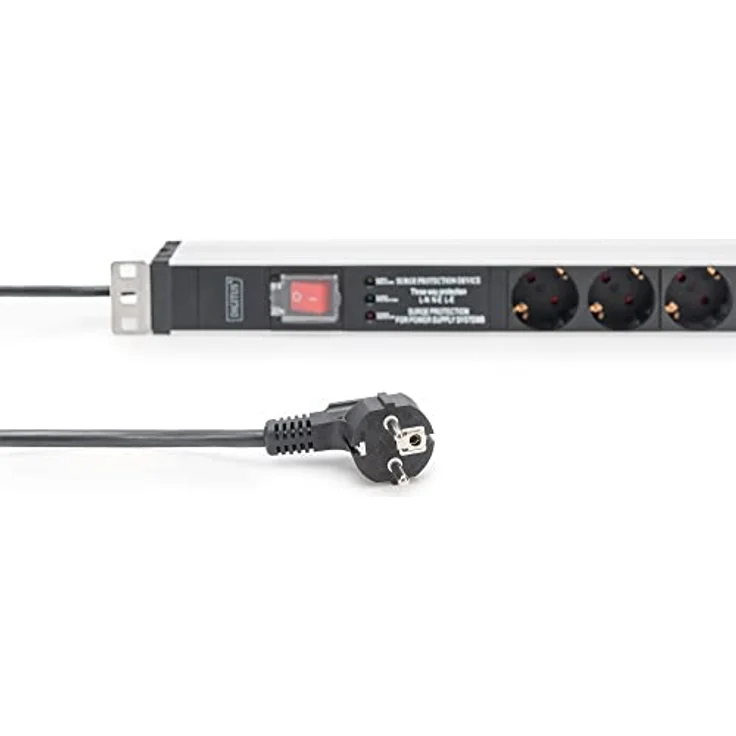 DIGITUS 1HE Aluminium PDU, Rack Mount, 5 x Schutzkontakt 16A,230VAC,50/60Hz,overvoltage,Net filter, Switch – Bild 3