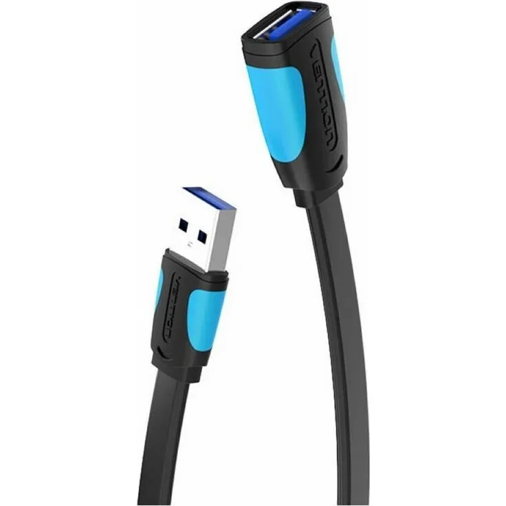 VENTION Flacher USB 3.0 Extender VAS-A13-B300, 3m USB-Kabel Adapter in Schwarz, ideal für Datenübertragung und Aufladung