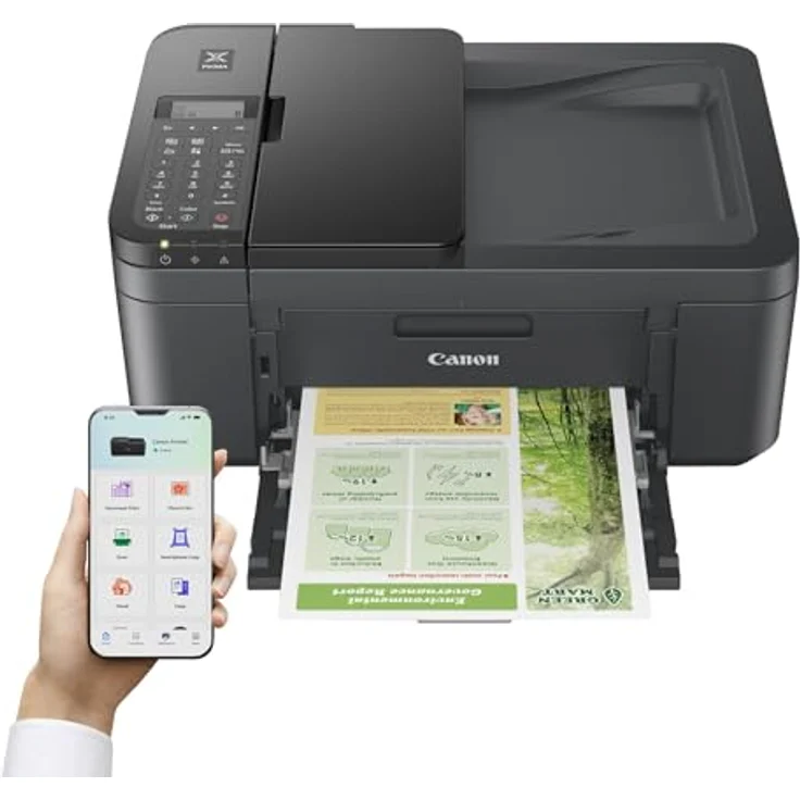 Canon PIXMA TR4755i Multifunktionsdrucker 4in1 (Tintenstrahl, Drucken, Kopieren, Scannen, Faxen, A4, WLAN, Apple AirPrint, 20 Blatt ADF, Duplexdruck, kompatibel mit Pixma Print Plan ABO) schwarz – Bild 2