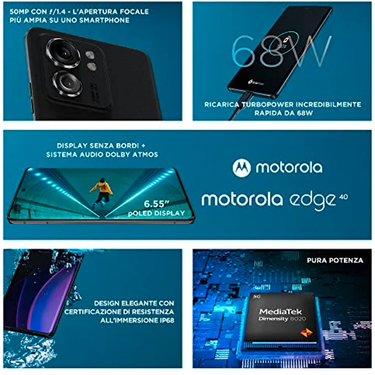 Motorola edge40 5G (6,55"-FHD+-Display, 50-MP-Kamera, 8/256 GB, 4400 mAh, Android 13) Eclipse Black – Bild 3
