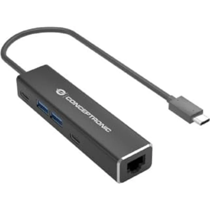 CONCEPTRONIC ABBY14B 2,5G Ethernet USB 3.2 Gen 1 Adapter mit USB-Hub, 2,5GbE, USB-A x 2, USB-C x 2 – Bild 1