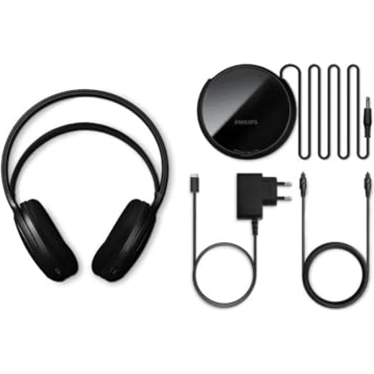 Philips SHD6000BK TV-Kopfhörer, kabellos mit 30 Stunden Akkulaufzeit, 30 m Reichweite, 2,4-GHz-Verbindung, Over-Ear-Komfort – Schwarz – Bild 4