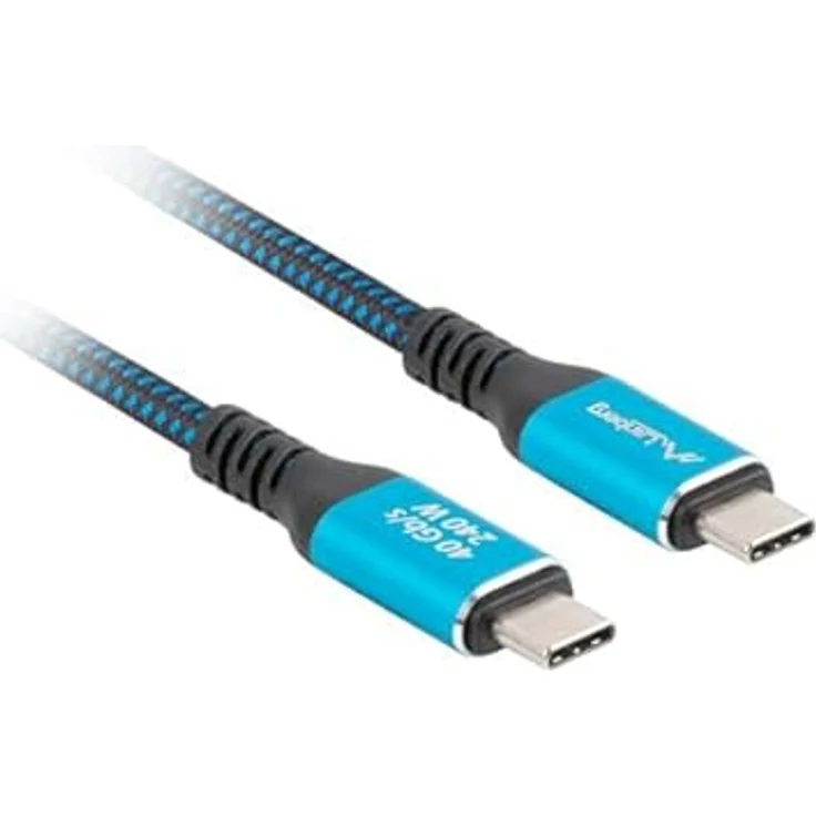 LANBERG USB-C M/M USB4 Kabel 0,5m, 240W, 8K@60Hz, schwarz/blau – Bild 3