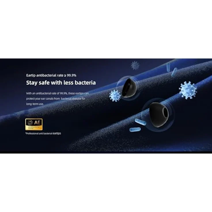 QCY T13 ANC2 In-Ear-Kopfhörer, Bluetooth 5.3 mit aktiver Geräuschunterdrückung, 30 Stunden Spielzeit, antibakterielle Ohrstöpsel, Schwarz – Bild 5
