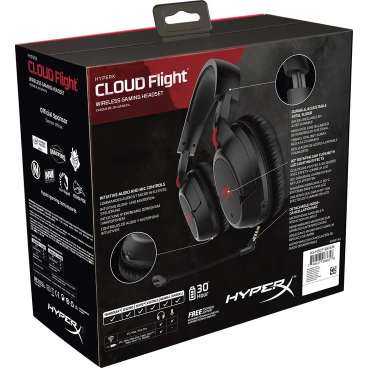 HyperX HX-HSCF-BK-EM Cloud Flight - Kabelloser Gaming Kopfhörer – Bild 8