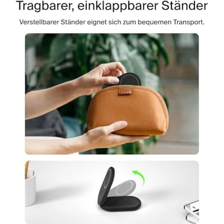 Belkin BoostCharge 2-in-1 magnetisches einklappbares Ladegerät Qi2, MagSafe-kompatibles 15 W, Schwarz – Bild 4