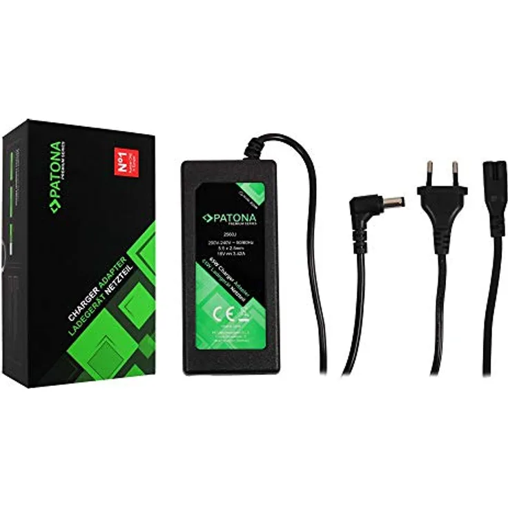 Patona Premium Notebook Netzteil (65 W), Hochleistungsadapter mit Sicherheitsstandards, Schwarz
