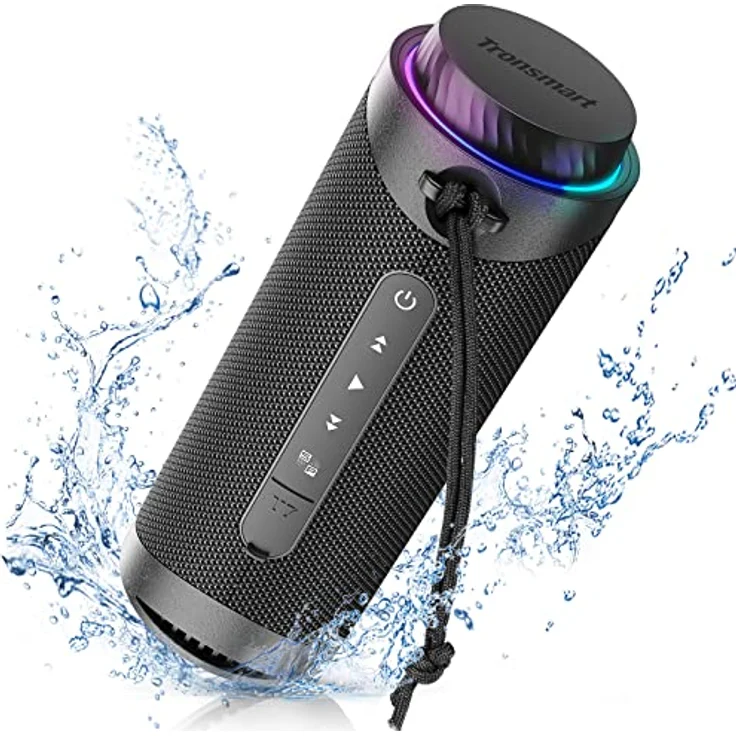 Tronsmart T7 Bluetooth Lautsprecher, LED-Leuchten und IPX7-Wasserschutz, Kraftvoller Bass mit 360 ° High-Fidelity-Stereo-Sound, kabelloser Outdoor-Lautsprecher mit EQ für Partys, Reisen – Bild 1