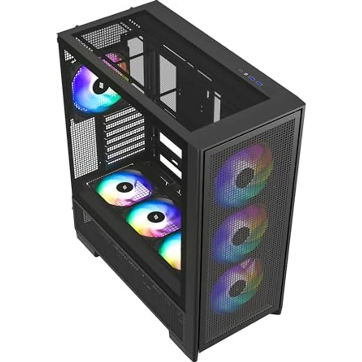 SILENTWARE Air 2000 A-RGB Black, Midi Tower PC-Gehäuse mit Glas-Seitenfenster, 7 RGB-Lüftern, extremem Airflow, ASUS BTF & MSI Project Zero Kompatibilität, Platz für 420mm Radiatoren, E-ATX, ATX/mATX/ITX, USB-C – Bild 2