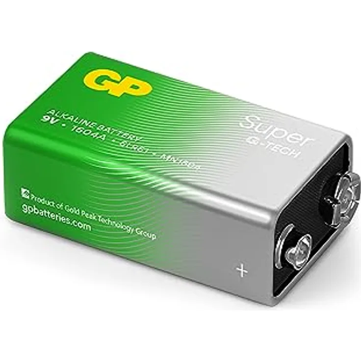 GP Super Alkaline 9V Block, Longlife Blockbatterie, 6LR61, 9V, mit hoher Energiedichte, 1 Stück, Die Neue G-TECH-Technologie