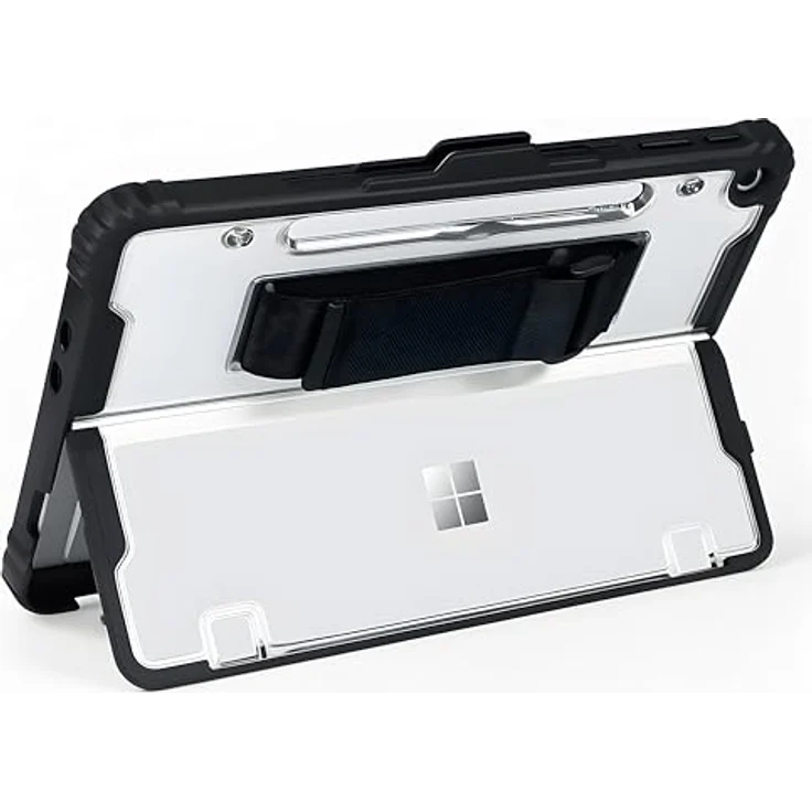 honju FIT Handstrap Case für Microsoft Surface Pro 12 Zoll, Tastatur kompatibel, Slim-Pen 2 Aufladung, abnehmbare Handschlaufe, schwarz/transparent – Bild 1