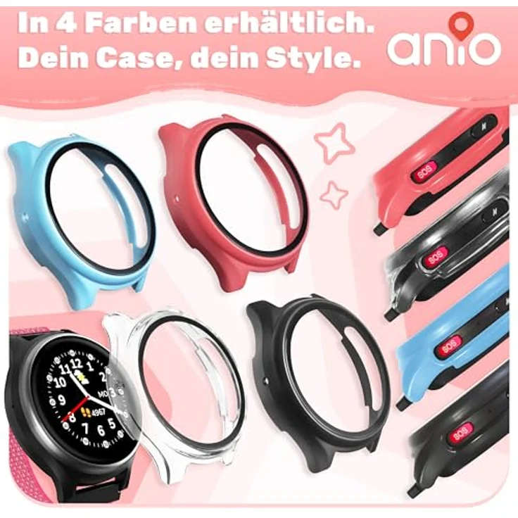 Anio Protector Case 2.0 für Anio 6, robuste Schutzhülle aus hochgradigem Kunststoff, in Hibiskus, Blau, Schwarz und Transparent – Bild 4