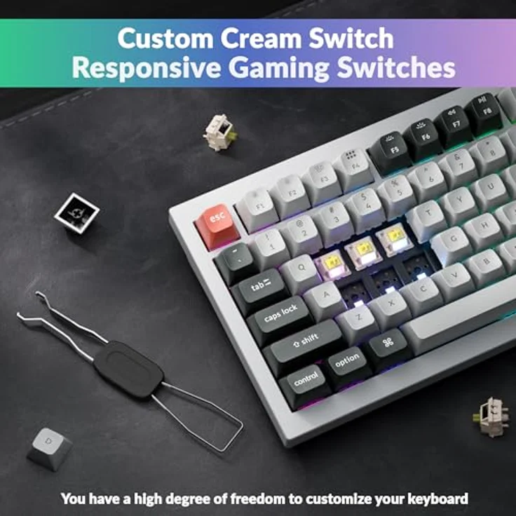 Keychron Q1 Ultra 8K, Kabellose mechanische Tastatur mit 75% Layout, Aluminium, ZMK-programmierbar, 82 Tasten, POM Switch - Banana, RGB, 2,4 GHz/Bluetooth, kabelgebunden, QWERTY US – Bild 5