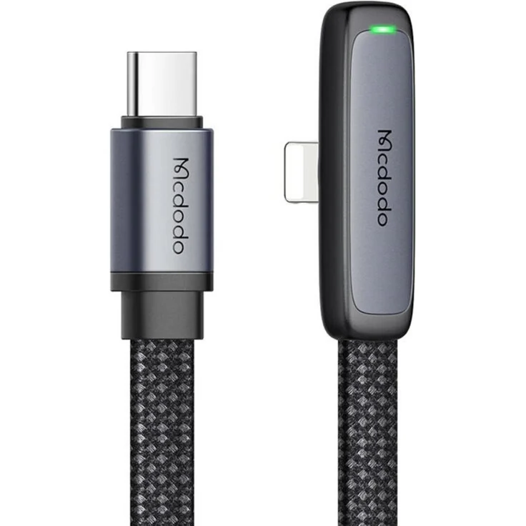 Mcdodo CA-3350 USB auf USB-C Winkelkabel, 1,2m, 36W Schnellladung, flacher Stecker, schwarz