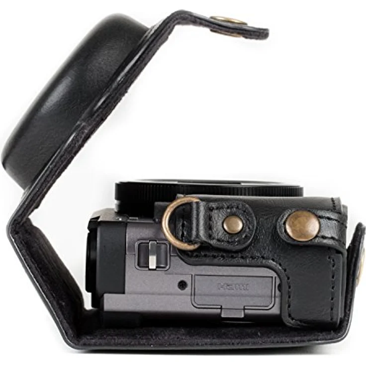 MegaGear MG1258 Panasonic Lumix DC-TZ95, DC-TZ90 Ever Ready Leder Kamera-Case mit Trageriemen - Schwarz – Bild 8