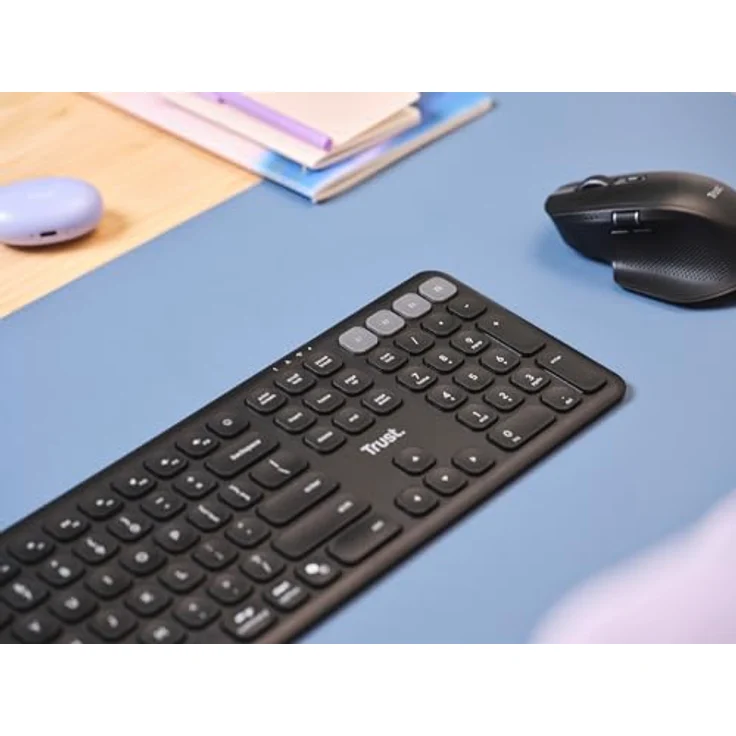 Trust Vaiya Kabellose Multigerätetastatur, Schwarz, 2,4 GHz & 3x Bluetooth, Scherentasten, 6 Monate Akkulaufzeit, Multi-OS-Unterstützung – Bild 10