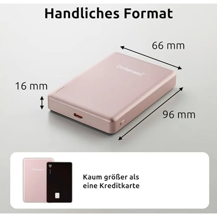 Intenso MW10000 Magnetische Powerbank 10000 mAh – MagSafe kompatibel, Wireless Charging 15W, USB-C PD 20W, geprüft in Deutschland – Rosé – Bild 5