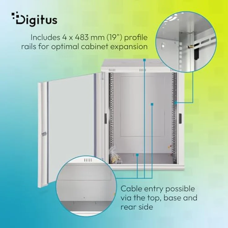 DIGITUS Wandgehäuse Dynamic-N Serie 16HE, 600x450 mm unmontiert, grau – Bild 5