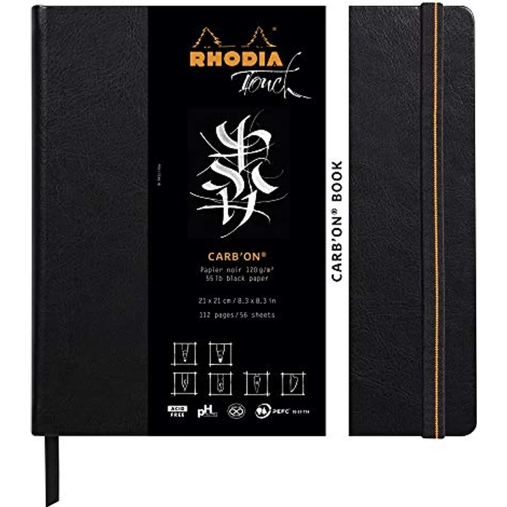 Rhodia Einsteck-Fotoalbum Touch Carb'On book fest, 21x21cm, 56 Blanko Seiten, 120g/m², Schwarz, säurefrei und lichtbeständig – Bild 1