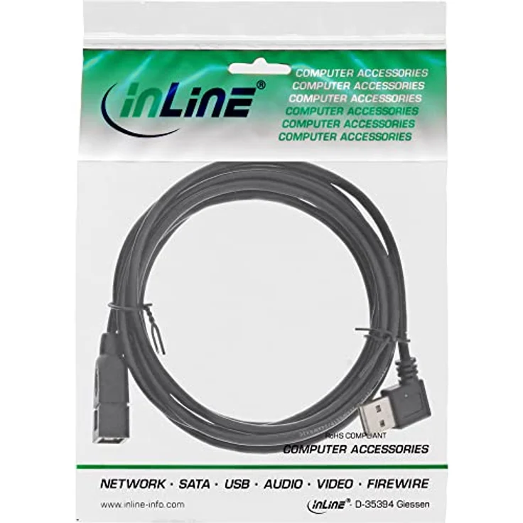 INLINE Smart - USB-Verlängerungskabel - USB (M) gewinkelt bis USB (W) - USB 2.0 - 2 m - Schwarz – Bild 3