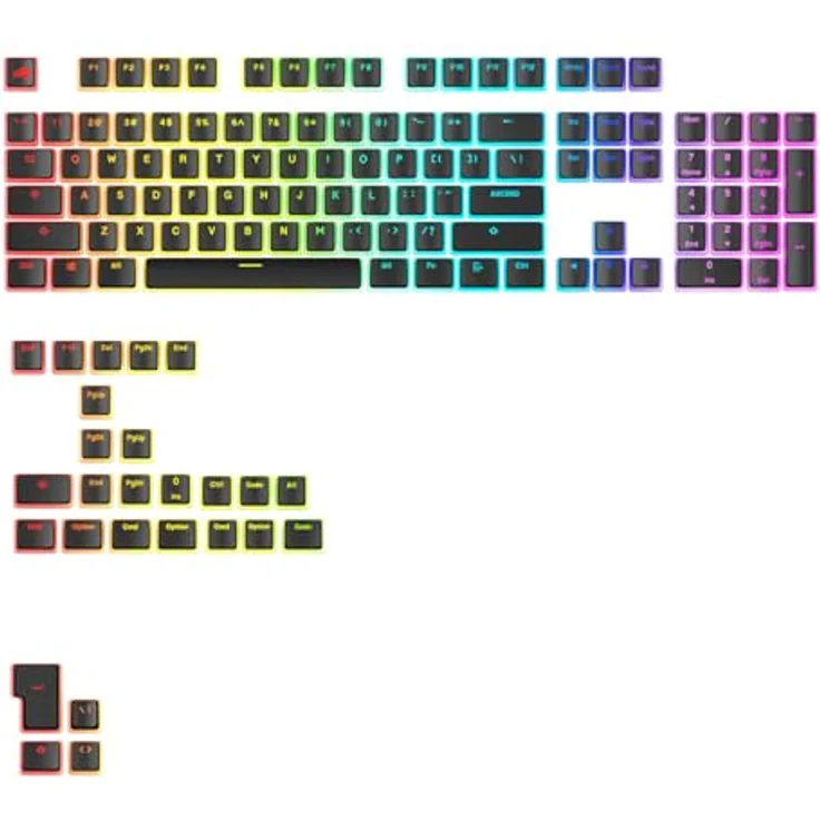 Glorious Aura V3 Keycaps, ANSI Layout (US), PBT, Doubleshot - Black - Keycap-Komplettset mit lichtdurchlässigen PBT-Kunststoffkappen, US-Layout, Pudding-Style – Bild 1