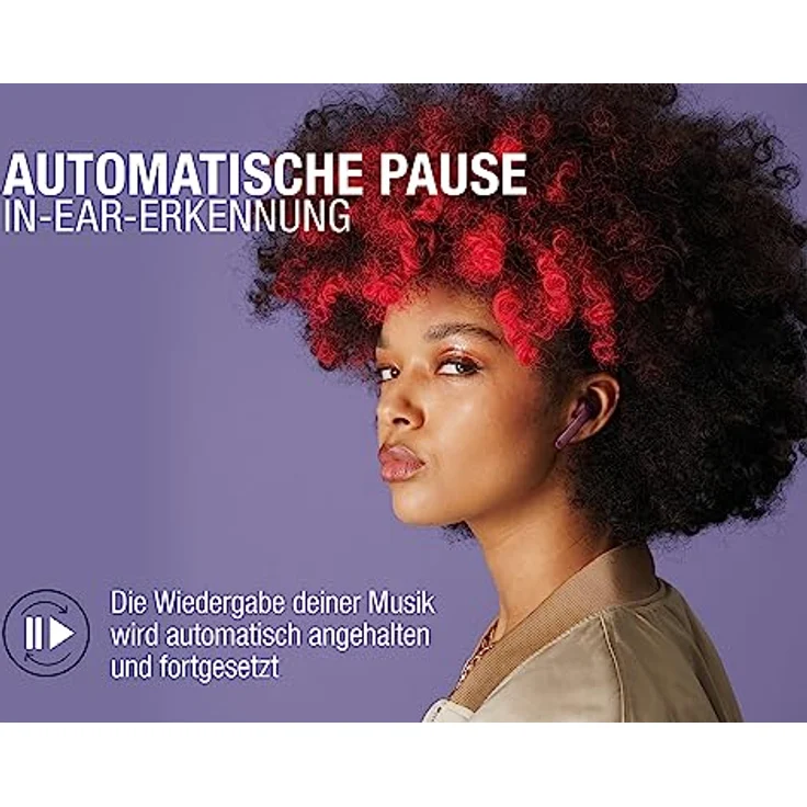 Fresh 'n Rebel Twins 3+ Tip, kabellose In-Ear-Bluetooth-Kopfhörer, kristallklare Musik und Telefonate, In-Ear-Erkennung, Mulitpoint-Bluetooth, 27 Stunden Spielzeit, spritzwasserfest (Deep Mauve) – Bild 5