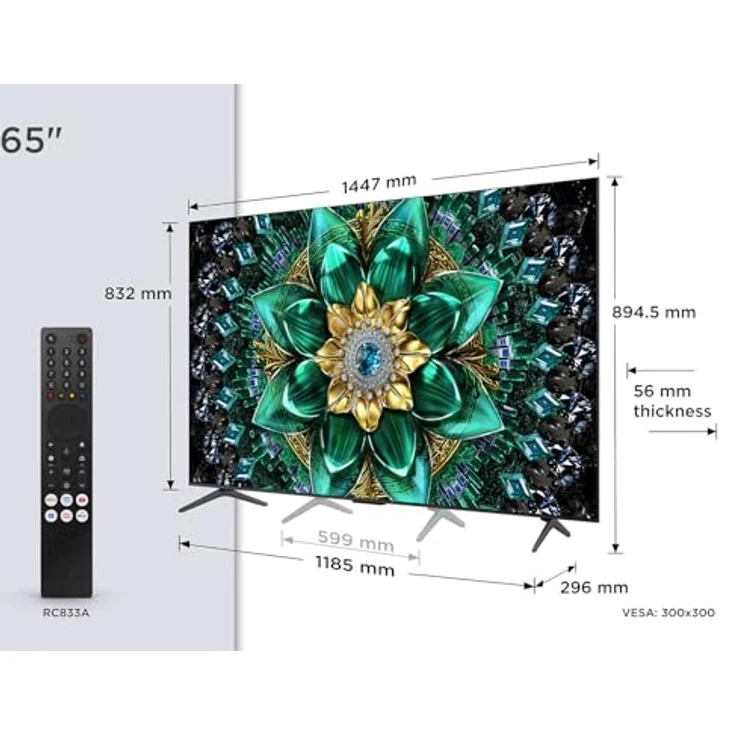 TCL 65Q6C 65 Zoll QD-Mini LED Fernseher, 4K HDR Premium 1000nits, Smart TV mit Google TV (Dolby Vision IQ & Atmos, Onkyo 2.1 Soundsystem, 144Hz Motion Clarity Pro, Game Master) – Bild 2