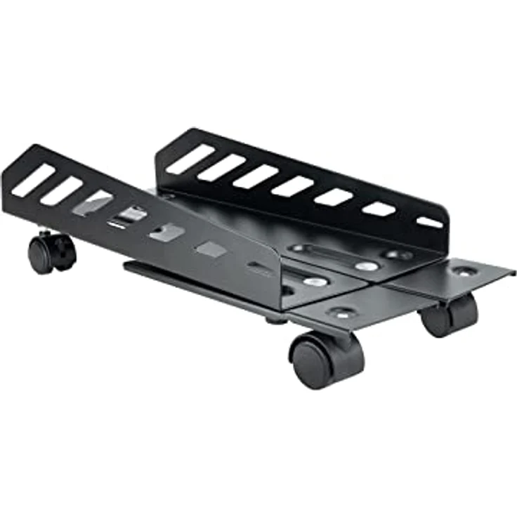 TooQ UMCS0024-B, Bodenstativ mit Rollen für CPU, Metall, schwarz, max. 25 kg, Breite 160-300 mm – Bild 1