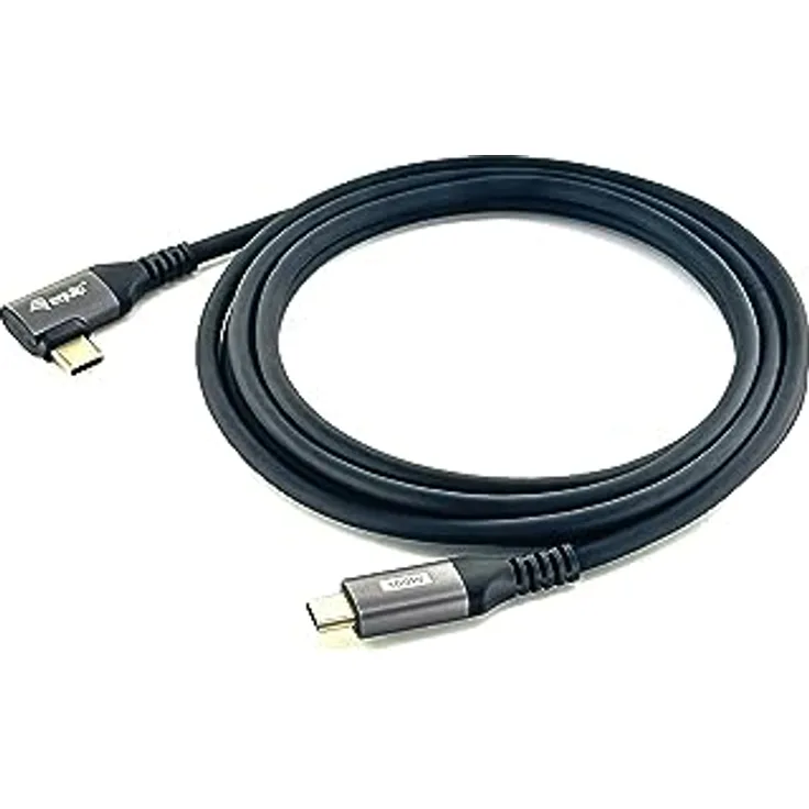 Equip 128892 USB 2.0 C auf C 90° abgewinkeltes Kabel,M/M, 2,0 m, PD 100W, Schwarz