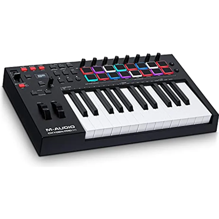 M-Audio Oxygen Pro 25 – 25-Tasten USB MIDI Keyboard Controller mit Beat Pads, MIDI-zuweisbaren Reglern & Tasten und enthaltenem Softwarepaket