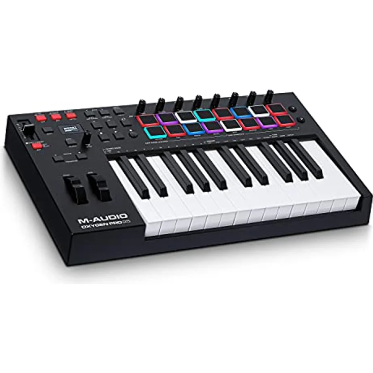 M-Audio Oxygen Pro 25 – 25-Tasten USB MIDI Keyboard Controller mit Beat Pads, MIDI-zuweisbaren Reglern & Tasten und enthaltenem Softwarepaket – Bild 1