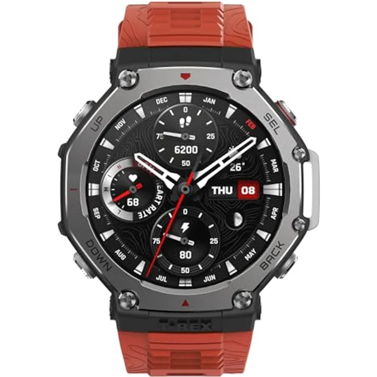 Amazfit T-Rex 3 Outdoor Smartwatch 48mm AMOLED Display, 6 Satellitensysteme Dual Band GPS, 27 Tage Akkulaufzeit, NFC Zahlung, 170+ Sportmodus, 45m Freitauchen, orange – Bild 2