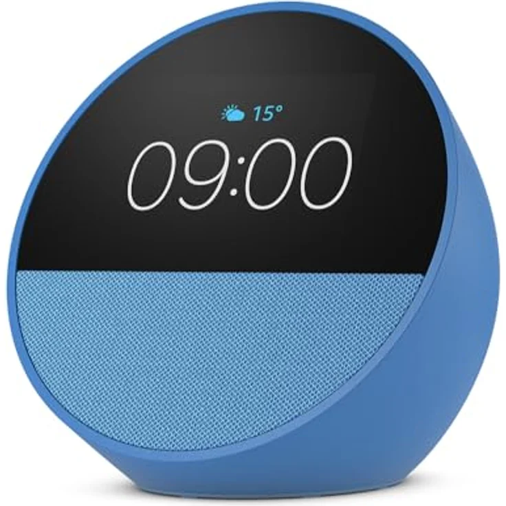 Amazon Echo Spot (2024), smarter Wecker mit sattem Klang und Alexa, Blau – Bild 1