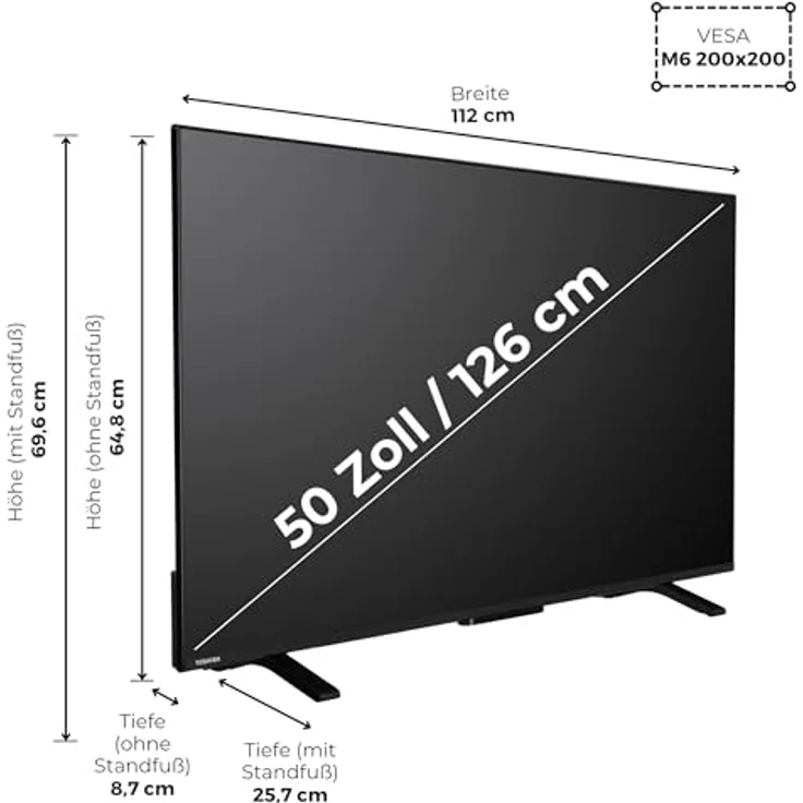 Toshiba 50UV2363DA, 50 Zoll 4K UHD Smart TV mit HDR, Triple-Tuner und VIDAA Smart-Funktionen – Bild 3