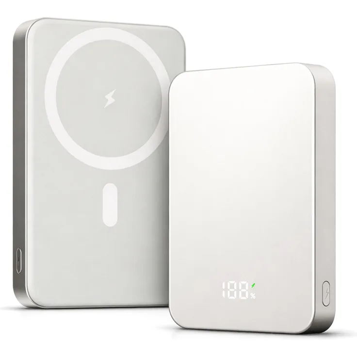 S&T Design Magnetische Powerbank 10000 mAh, 15W Wireless & 22,5W USB-C Schnellladen, Grau
