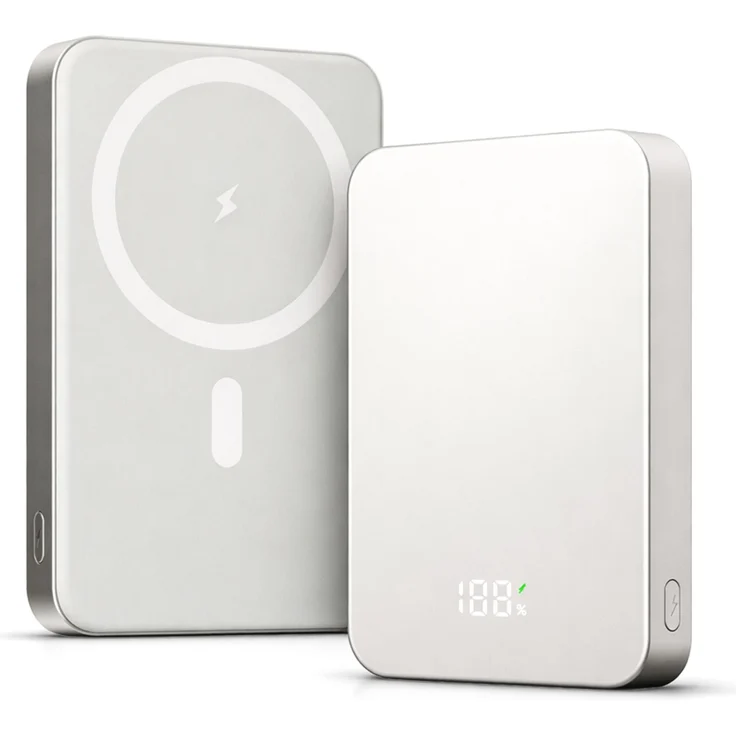 S&T Design Magnetische Powerbank 10000 mAh, 15W Wireless & 22,5W USB-C Schnellladen, Grau