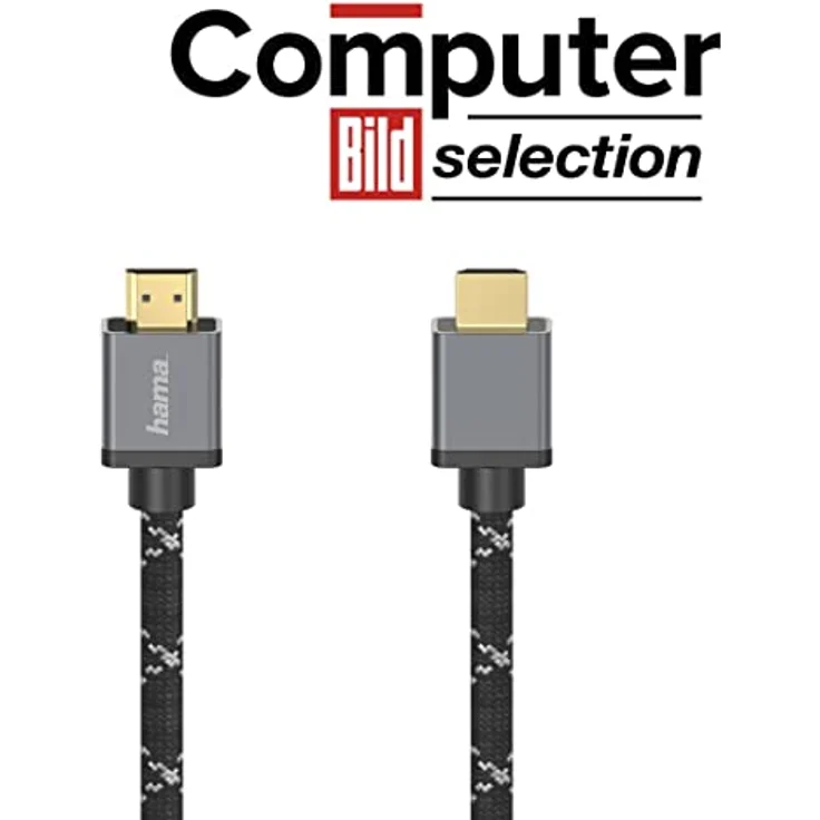 Hama Premium HDMI Kabel 5 Meter Ultra High Speed (Exzellentes Monitorkabel 4K / 8K, 48 Gbit/s, UHD Bildschirmkabel eARC, Ethernet, HDR, Aramidfaser Kabelmantel, HDMI 2.1 Kabel 120 Hz/60 Hz) 5m – Bild 2
