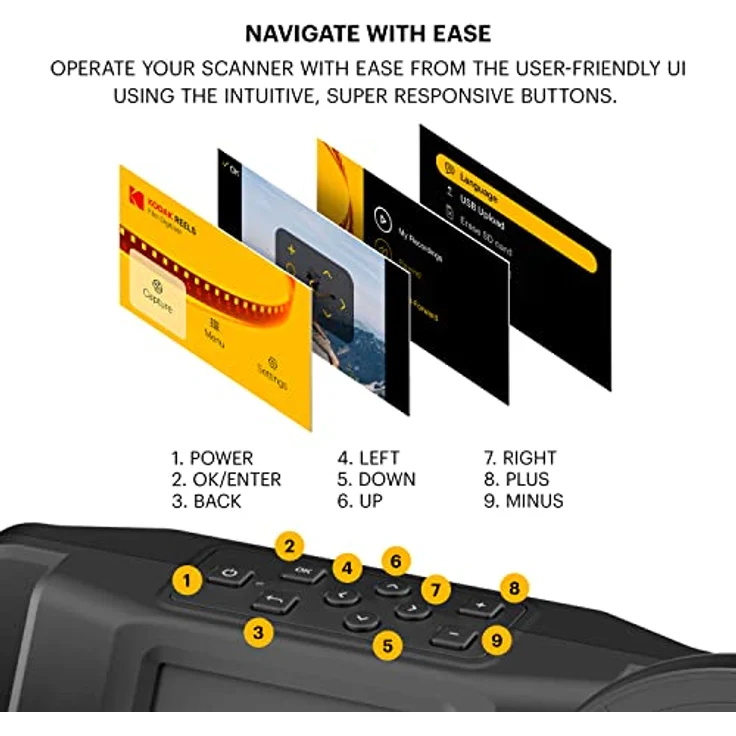 Kodak Reels Super 8 Films Digitizer Converter, 5-Zoll-HD-Bildschirm, digitale MP4-Videos, schwarz, bis 128 GB SD-Karte – Bild 6