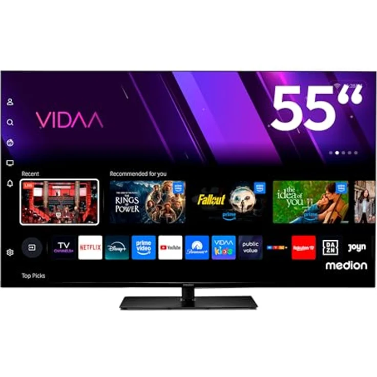 MEDION MD 855300, 55 Zoll 4K Smart-TV mit Dolby Vision HDR, VIDAA Store, Bluetooth, schwarz – Bild 1