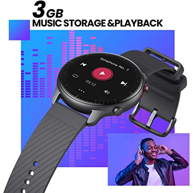 Amazfit GTR 2 Smartwatch mit Bluetooth-Anrufe, 3 GB Musikspeicher, Sportuhr mit 90 Sportmodi, Herzfrequenz- und SpO2-Überwachung, Alexa, Round, Schwarz – Bild 4