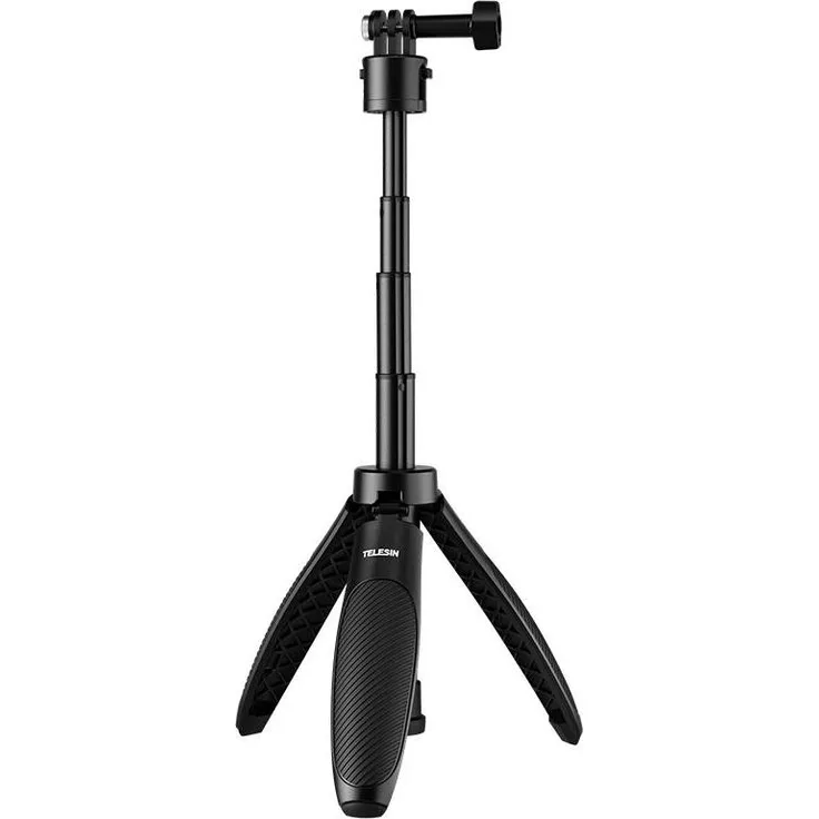 Telesin S1-MNP-02, Mini Quick Release Desktop Tripod/Selfie Stick für Sportkameras, Aluminium, Silber, verstellbar von 15 bis 40 cm, leicht mit 120 g