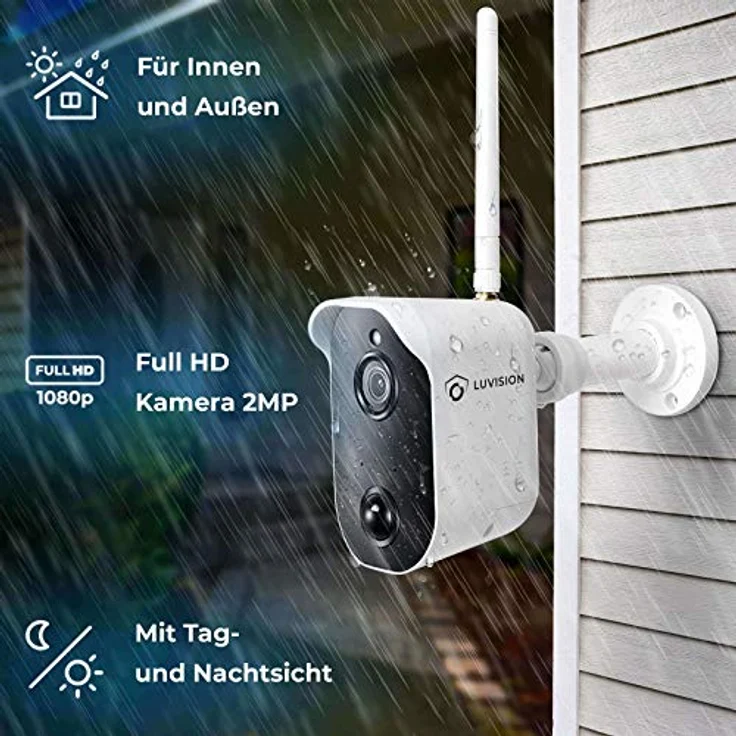 LUVISION Funk Zusatz Überwachungs-Kamera mit DC | Betrieb: DC-Adapter Netzteil | zur Erweiterung LV-A-2020-01 | FullHD 2MP 1080p | PIR-Wärmesensor | Nachtsicht – Bild 2