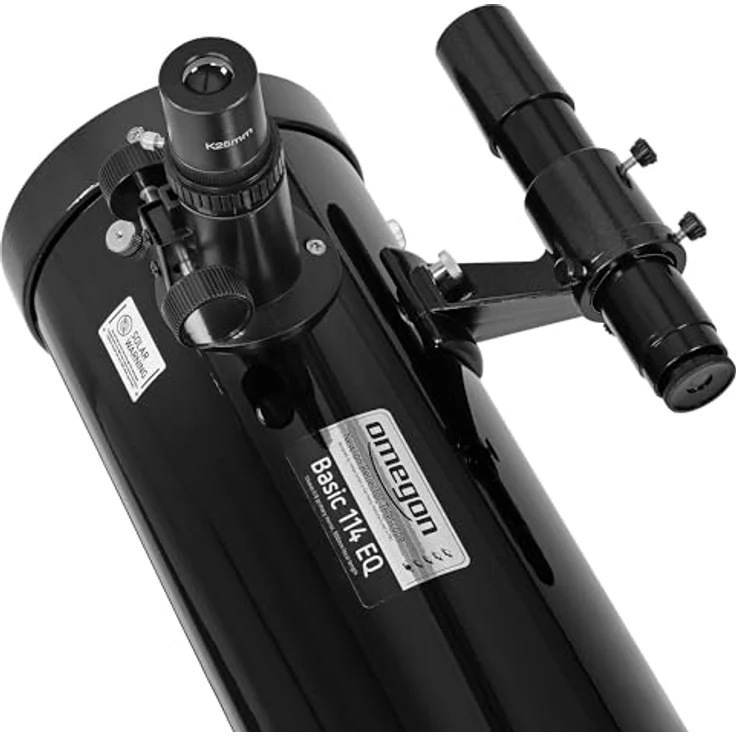 Omegon Teleskop N 114/900 EQ-1, Spiegelteleskop für Einsteiger mit parallaktischer EQ-1 Montierung, präziser Nachführung, ideal für Mond & Planeten, inklusive Zubehörset – Bild 5