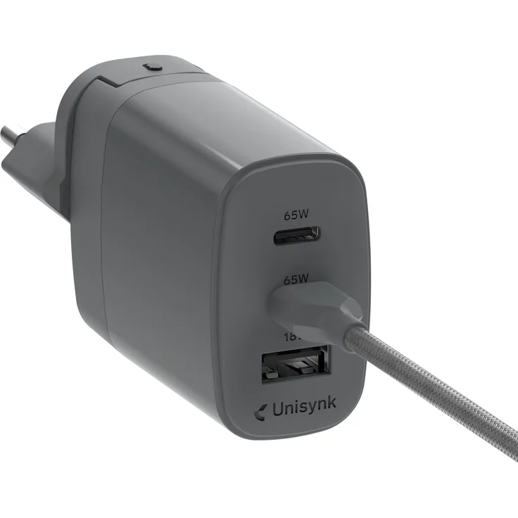 Unisynk 3 Port Global Multi-Charger Kit, USB Ladegerät mit 2 m 100W USB-C-Kabel, kompakt für Smartphones, Tablets und Laptops