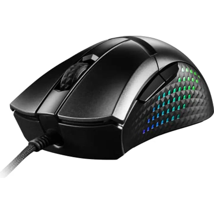 MSI Clutch GM51 Lightweight Gaming Maus - 26.000 DPI Optischer Sensor, 650 IPS, symmetrisch, 60Mio+ Click OMRON-Switches, FriXionFree Kabel, 8000Hz Abtastrate, 0,125ms Latenz, RGB Mystic Light, 75g – Bild 5